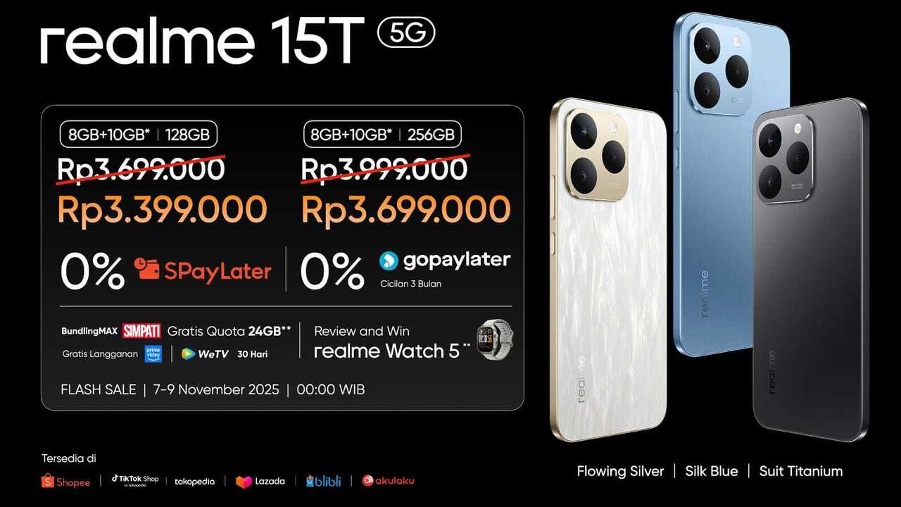 Realme 15T 5G Hadir sebagai Mid-Range Andal dengan Baterai Jumbo 7.000 mAh dan Performa 5G Kompetitif