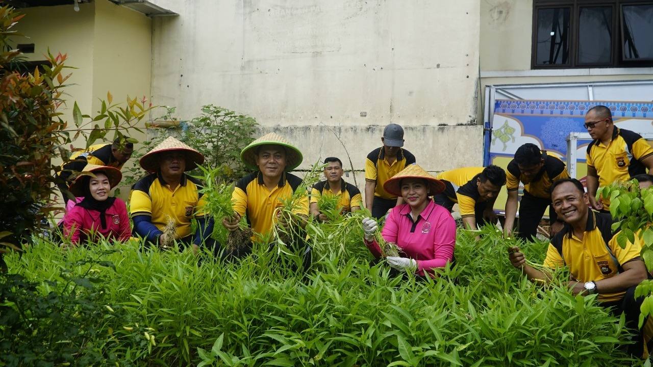 Polsek Prabumulih Timur Panen Kangkung Program P2L, Wujud Nyata Dukungan terhadap Ketahanan Pangan