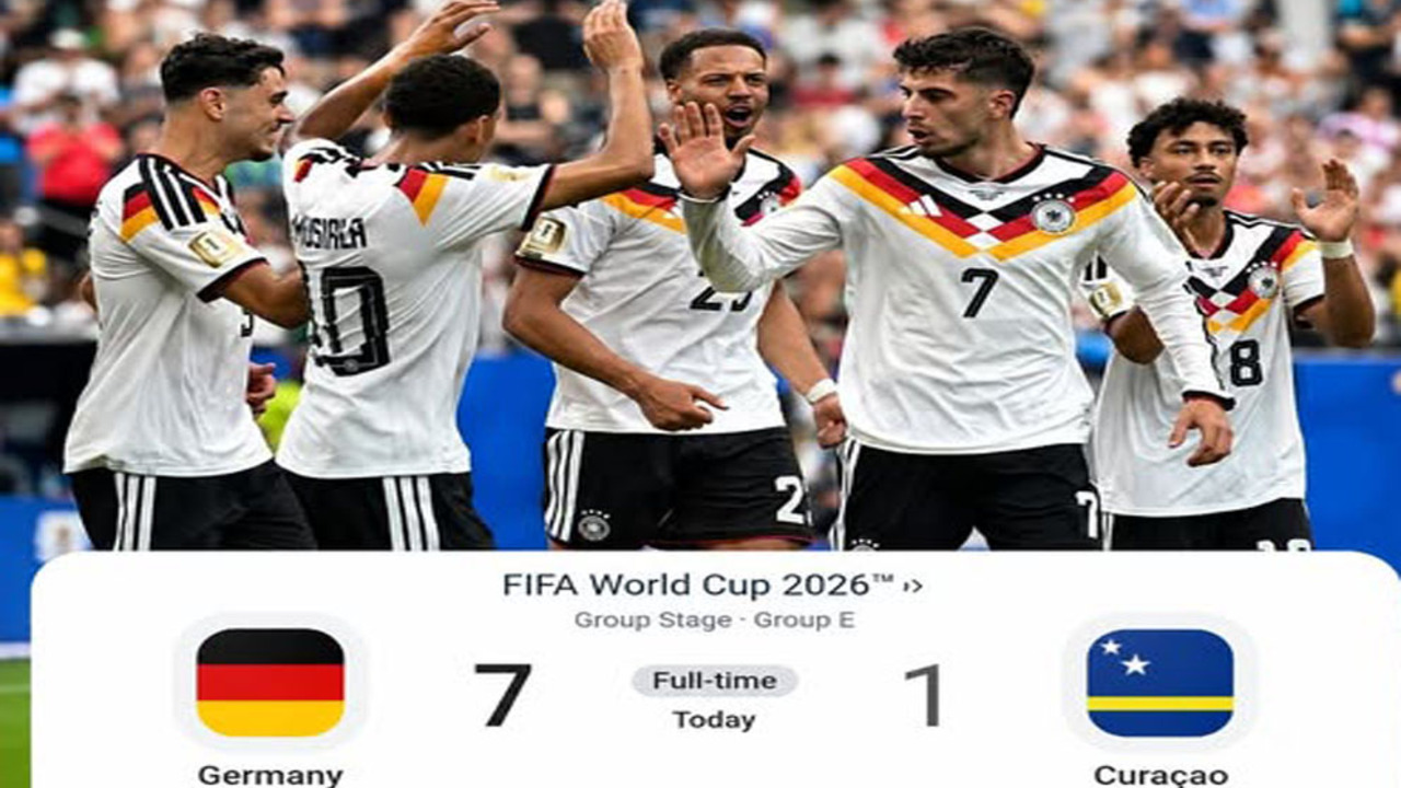 Hasil Grup E Piala Dunia 2026: Jerman Pesta Gol 7-1 atas Curacao.