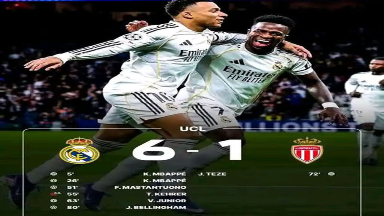Hasil Real Madrid vs Monaco: Real Madrid Pesta Gol Bantai Monaco 6-1.