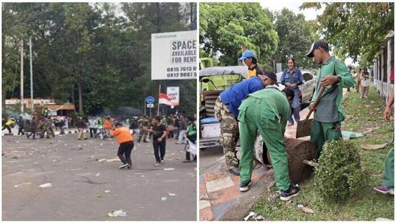 Belasan Pot Bunga di Tamkot Baturaja Dirusak Pendemo