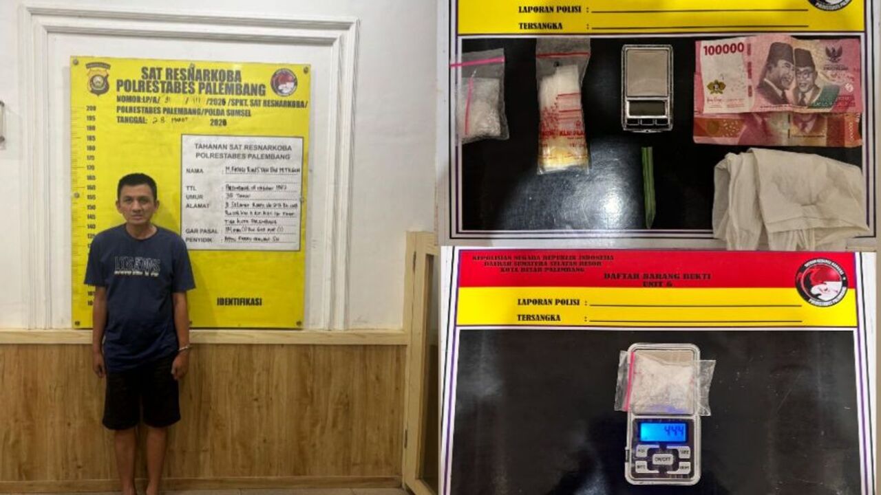 Polrestabes Palembang Ringkus Pengedar Narkoba di Ilir Timur III, Sita Sabu dan Timbangan Digital