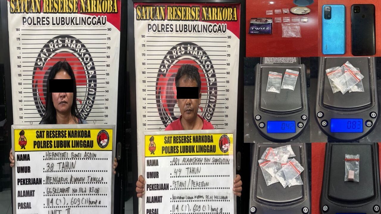 Polda Sumsel Ringkus Sepasang Pengedar Sabu dan Ekstasi di Lubuk Linggau
