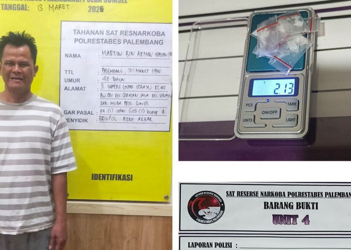 Kabur Saat Digerebek, Pengedar Sabu di Palembang Sembunyikan Barang Bukti di Atap Seng