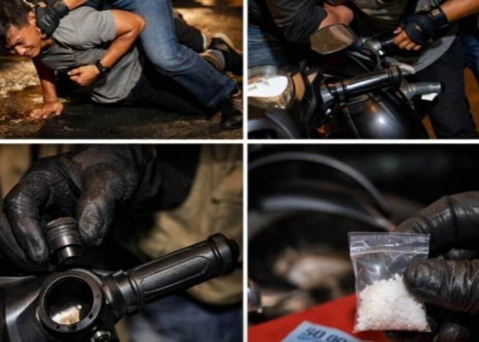 Kelabui Polisi, Kurir  Narkoba Simpan Barang Bukti dalam Stang Motor