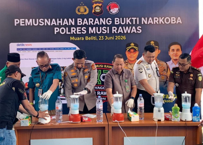 Polda Sumsel Musnahkan 2 Kilogram Sabu Hasil Pengungkapan Jaringan Narkoba di Musi Rawas