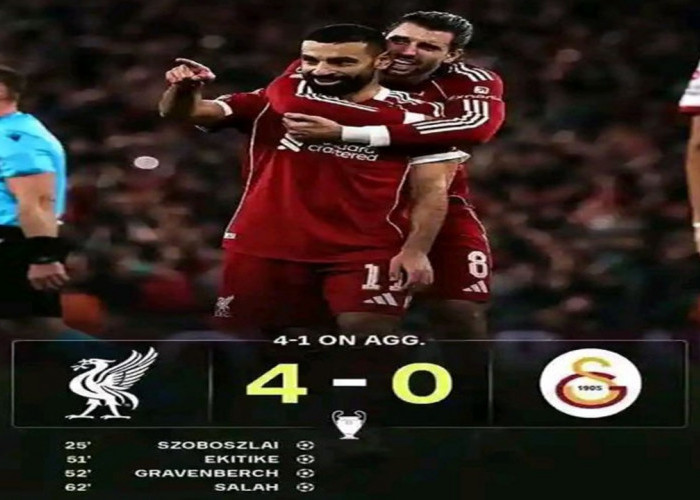 Hasil Liga Champions: Liverpool Hancurkan Galatasaray 4-0, Kembali ke 8 Besar.