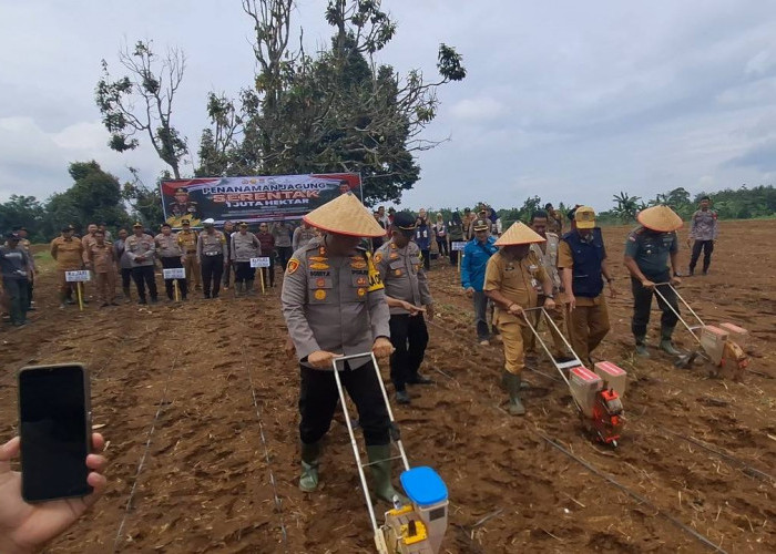 Kapolres Lubuklinggau Bersama Forkopimda Tanam Jagung Serentak 1 Juta Hektar Secara Nasional