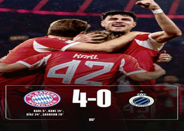 Hasil Liga Champions Eropa 2025/2026: Bayern Munchen Pesta Gol 4-0 Lawan Club Brugge!