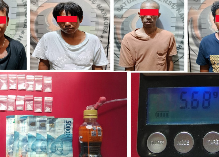 Pesta Narkoba di Prabumulih Digerebek, 4 Orang Diamankan, Disita 24 Paket Sabu