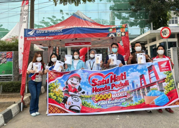 Satu Hati, Honda Peduli, Astra Motor Sumsel Bagikan 5.000 Masker untuk Masyarakat Sumsel