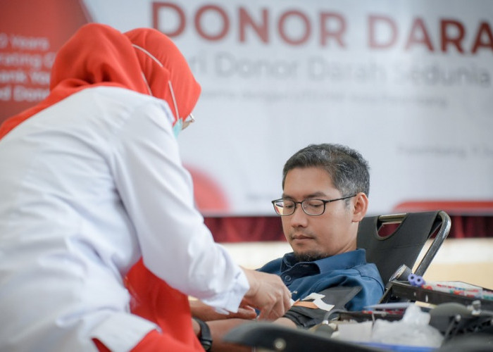Momen Hari Donor Darah Sedunia,  Pusri Gelar Bakti Sosial Donor Darah 