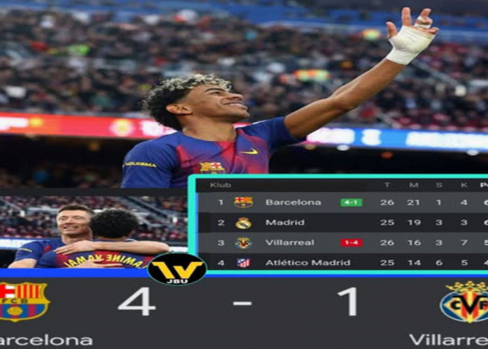 Hasil Barca vs Villarreal 4-1: Hattrick Perdana Yamal, Lewandowski Tutup Pesta.