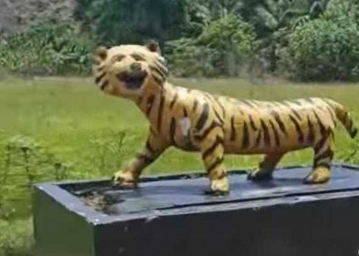 Patung Harimau Stunting di Pinggir Jalan Viral, Warganet Ramai Beri Komentar Kocak