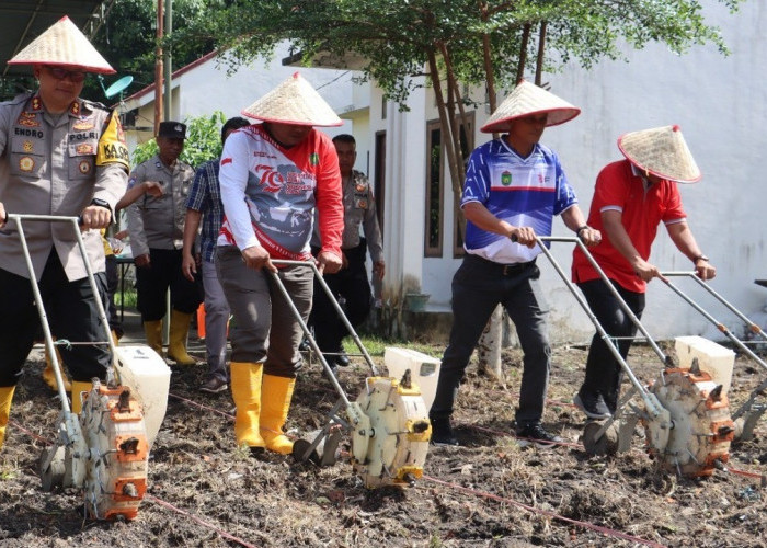 Tanam Bibit Jagung, Kapolres Prabumulih Ajak Masyarakat Berperan Aktif dalam Program Ketahanan Pangan