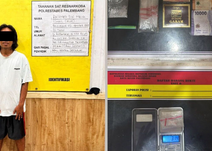 Buang Sabu Saat Digerebek di Lorong Kenari, Tersangka di 9 Ilir Palembang Tak Bisa Mengelak