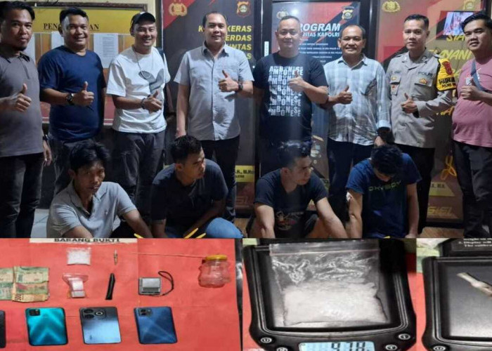 Polres Ogan Ilir Gerebek Pesta Narkoba, Empat Pengedar Sabu Diamankan