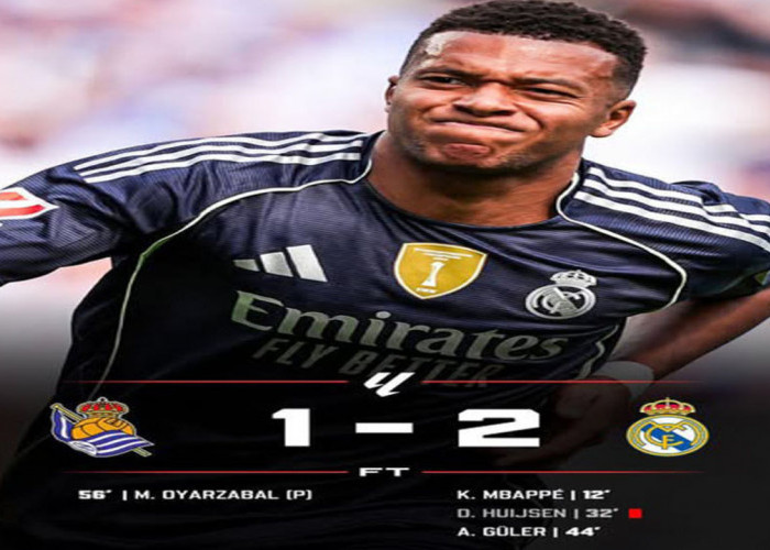 Real Madrid Menang 2-1 Lawan Real Sociedad Meski Bermain 10 Pemain