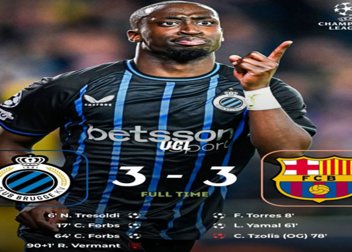Hasil Liga Champions: Drama 6 Gol! Barcelona Ditahan Club Brugge 3-3
