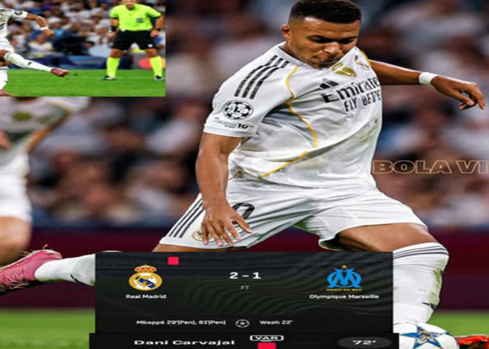 Real Madrid Comeback 2-1 Marseille, Dua Penalti Mbappé Jadi Penentu