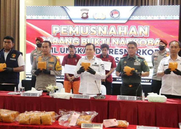 Pj Gubernur Elen Setiadi Apresiasi Polda Sumsel Berhasil Amankan Tiga TSK Beserta BB 49,64 Kg Sabu-Sabu