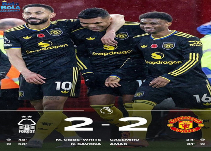 Hasil Liga Premier Inggris 2025/2026: Forest Tahan Manchester United 2-2 