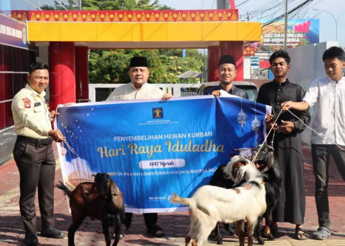 Kantor Wilayah Kementerian Hukum Sumatera Selatan Gelar Penyembelihan Hewan Kurban Iduladha 1447 H