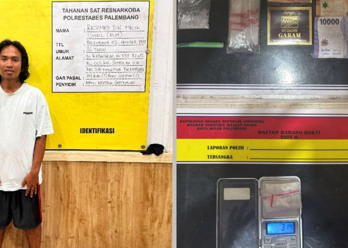 Buang Sabu Saat Digerebek di Lorong Kenari, Tersangka di 9 Ilir Palembang Tak Bisa Mengelak