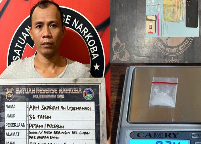 Tertangkap Sedang Menunggu Pembeli Sabu di Jalan Arah Kantor Kades, Pengedar di Lubai Muara Enim Dibekuk Polis