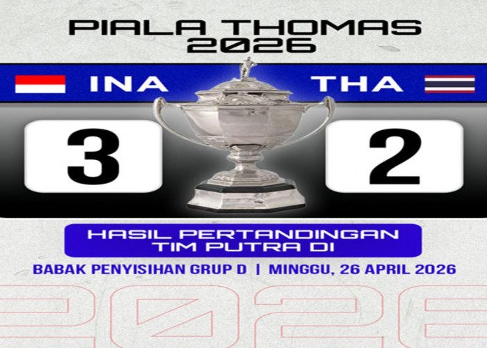 Hasil Piala Thomas 2026: Indonesia Comeback Gila Tekuk Thailand 3-2.
