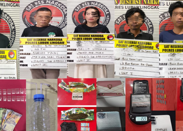 Polres Lubuk Linggau Gulung Lima Kasus Narkoba, Lima Tersangka dan Ratusan Gram Barang Bukti Diamankan