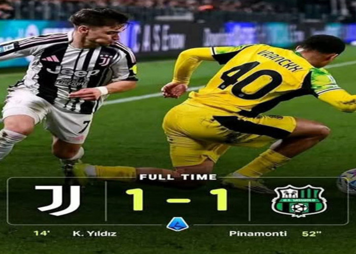 Hasil Juventus vs Sassuolo 1-1: Sassuolo Curi Poin Berkat Ketangguhan Jay Idzes.