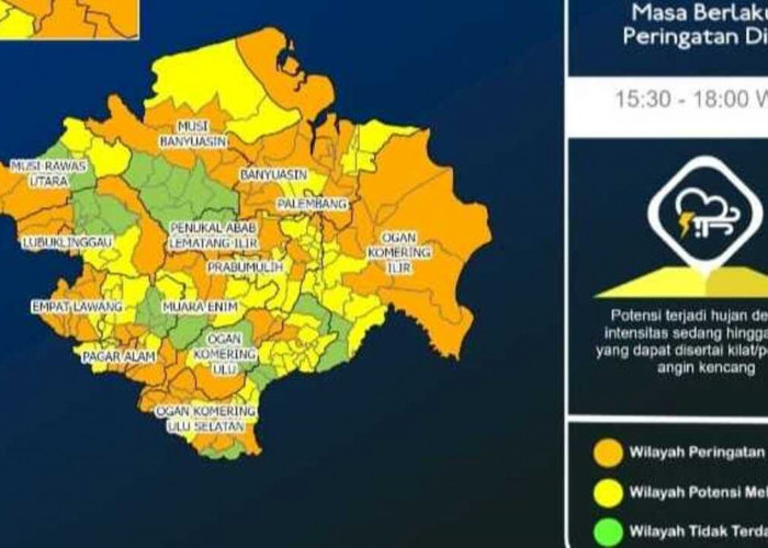 Cuaca Ekstrem Ancam Sumatera Selatan: Hujan Lebat dan Angin Kencang Diprediksi Berlanjut 