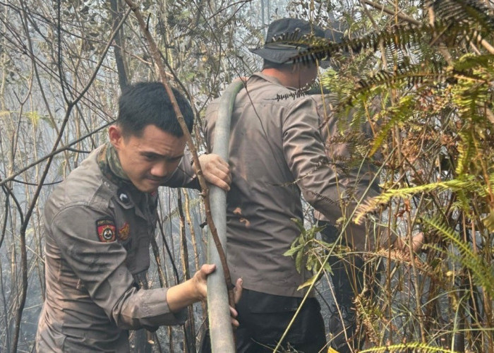 Operasi Aman Nusa II, Subsatgas Posko Tulung Selapan Padamkan Karhutla di PT TIAN