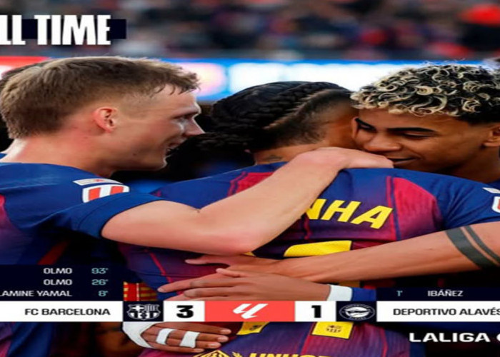 Hasil LaLiga Spanyol: Barcelona Libas Alaves 3-1 Dani Olmo. 
