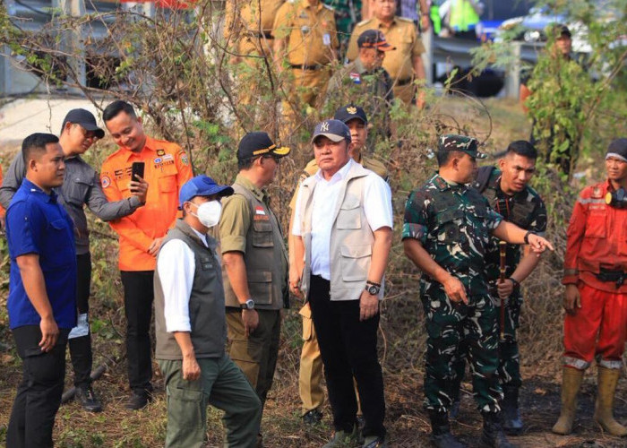 Gubernur Herman Deru Tinjau Langsung Karhutla di Tol Kayu Agung-Palembang Bersama Kepala BNPB dan Menhut