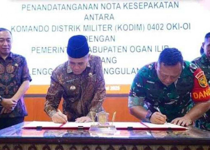 Pemkab Ogan Ilir dan Kodim 0402 OKI/OI Teken Nota Kesepakatan Penanggulangan Bencana