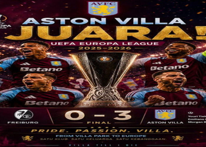 Hasil Final Liga Europa 2025/2026: Aston Villa Juara, Hancurkan Freiburg 3-0. 
