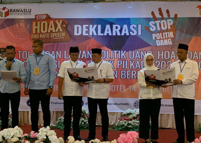 Deklarasi Bersama: Tiga Paslon Prabumulih Tolak Politik Uang dan Hoax untuk Pilkada 2024