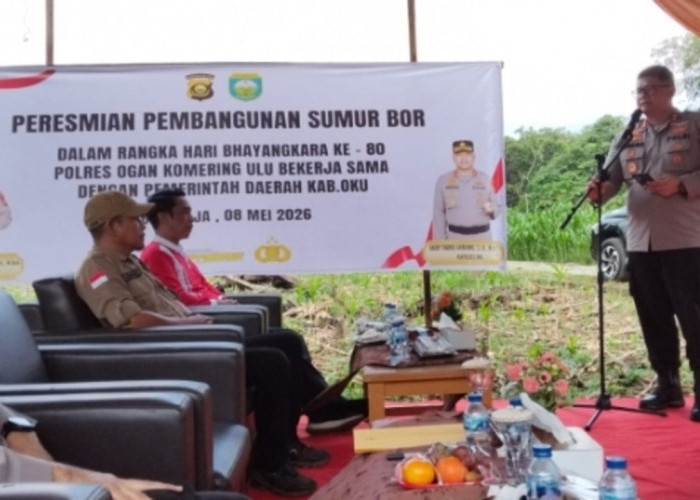 Polres OKU Bangun Sumur Bor Penuhi Kebutuhan Air Bersih Warga