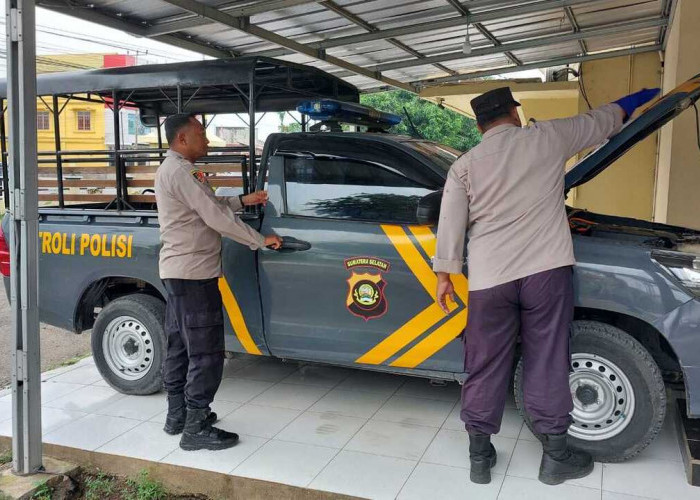 Optimalkan Keamanan, Kapolsek Indralaya Cek Kesiapan Kendaraan Patroli 