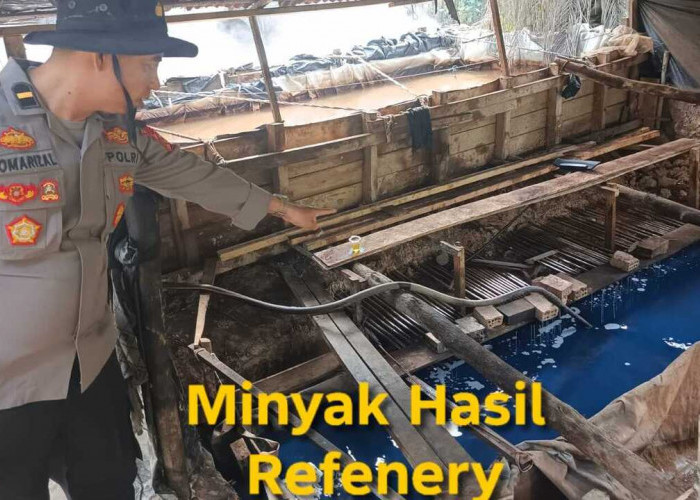 Polsek Keluang Gerebek Kilang Minyak Ilegal Berkapasitas 80 Drum, Tiga Pelaku Diamankan