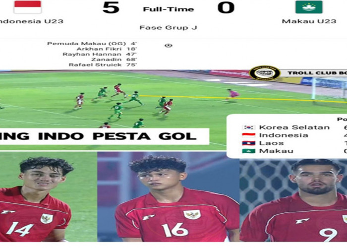 Timnas Indonesia U23 Menang Telak 5-0 atas Macau