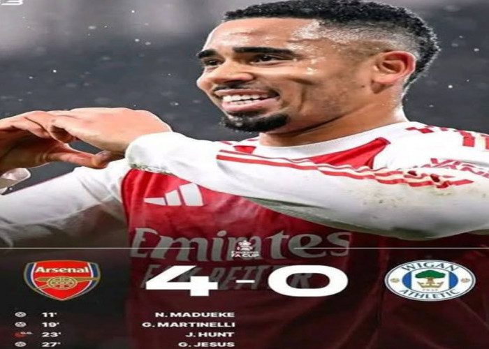 Hasil Arsenal vs Wigan 4-0: Meriam London Segel Tiket 16 Besar.