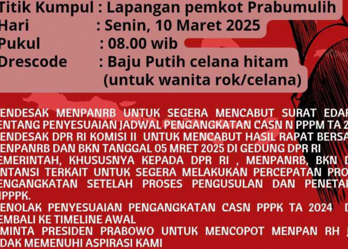 Pengangkatan PPPK Ditunda, CASN PPPK Seleksi 2024 Prabumulih Akan Melakukan Aksi Unjuk Rasa