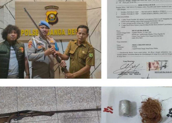 Dua Pucuk Senpi diserahkan ke Polsek Sanga Desa, Ini Kata Kapolsek
