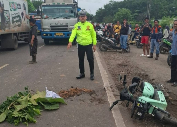 Truk Tronton Tabrak Pengendara Sepada Listrik Tewas Ditempat