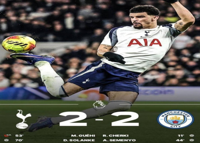 Hasil Tottenham vs Man City 2-2: City Ditahan Spurs, Jarak dengan Arsenal Melebar.