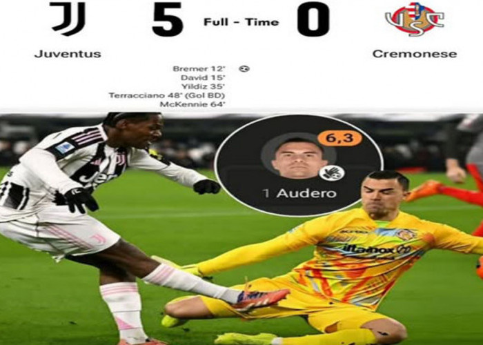 Hasil Juventus vs Cremonese: Juventus Menang 5-0 atas Cremonese.