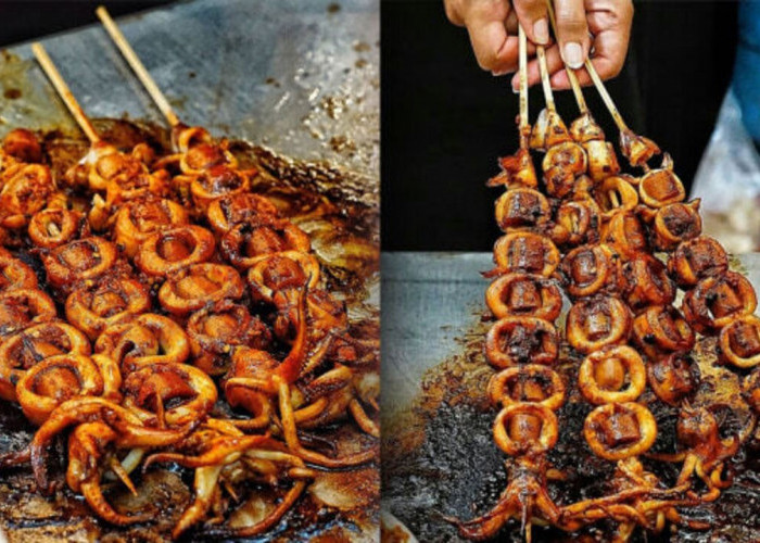 Sate Cumi Saus Merah, Sensasi Baru Kuliner Laut yang Menggugah Selera